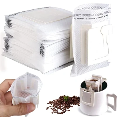 Bild av Kaffefilter, hängande örondropp kaffepåsar, 100 stycken droppe kaffemugg med öron, filterpåsar kaffefilter för de flesta koppar, bärbart kaffepapper camping resor hem kontor