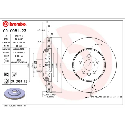 Bild av Bromsskiva Brembo 09.C981.23