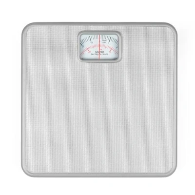 Bild av Salter 433 SVDR mekanisk badrumsvåg kroppsviktskala med 120 kg kapacitet, stor plattform halkfri matta, lättläst roterande urtavla, inga batterier krävs, Väg i kg/st/lbs, silver