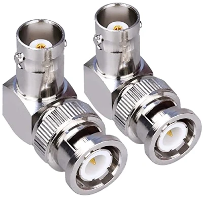 Bild av TUOLNK 2 pack BNC hane till hona 90 graders RF vinklad adapter koaxialadapter för säkerhetskameror/förlängningskabel kontakt med rak vinkel