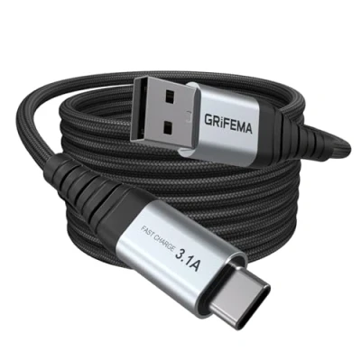 Bild av GRIFEMA USB A till C kabel [2 m], snabbladdning 3,1 QC3.0, flätad nylon, kompatibel med iPhone, Samsung, Huawei, Google Pixel och mer