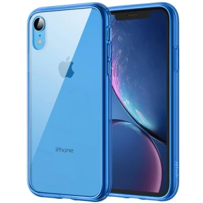Bild av JETech Skal för iPhone XR 6,1 Tums, Stötsäkert Stötfångarhölje, Anti Rep Klar Baksida (Blå)
