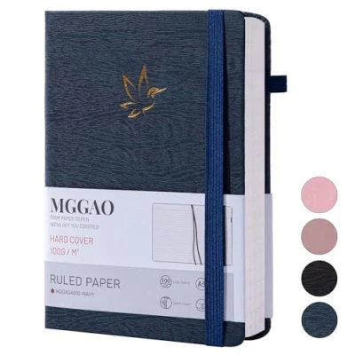 Bild av MGGAO Fodrad journal anteckningsbok, tidskrifter för att skriva, college linjerat med 320 sidor, inbunden anteckningsbok journalskrivning, 100 gsm tjockt papper, A5 storlek arbete och
