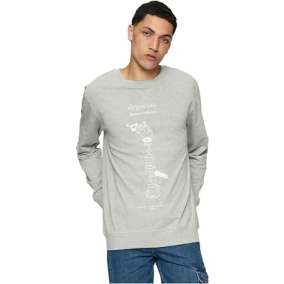 Bild av Upscale by Mister Tee Depresso Crewneck Sweatshirt, Storlek: Small, Grey