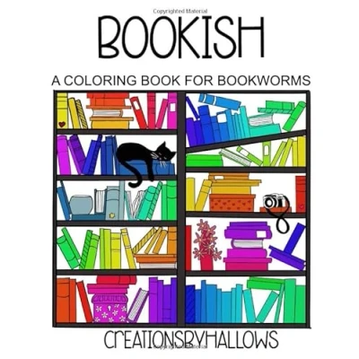 Bild av Bookish: A Coloring Book for Bookworms, with sayings lovers, Mandalas and flowers cute bookshelves