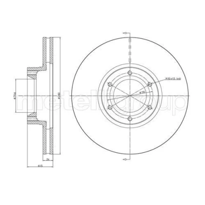 Bild av METELLI 23 0499C Disque de frein 280,0 24,0 6 79,5 ventilé peint RENAULT: MASTER 2 Kasten, Pritsche/Fahrgestell, Bus
