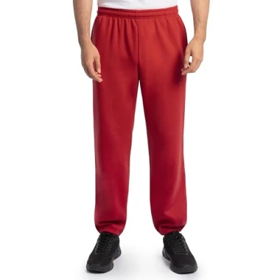 Bild av Fruit of the Loom Eversoft Fleece sweatpants för män, träningsbyxor, Elastisk undersida, röd, 3XL