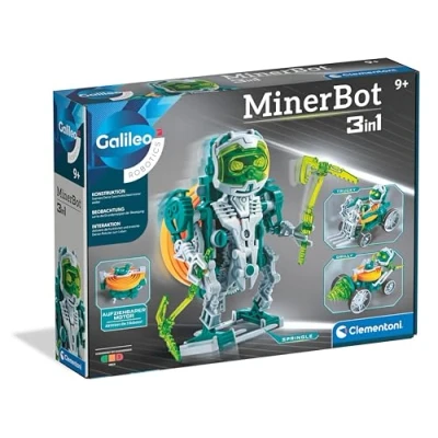 Bild av Clementoni Galileo MinerBot 3 i 1 robotset tre humanoid robotar robotbyggsats leksaksrobotar för barn från 8 år, 59375