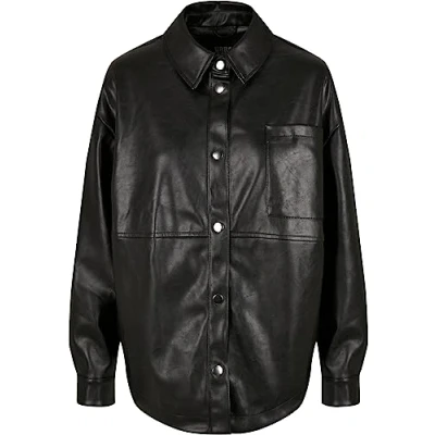 Bild av Urban Classics Ladies FAUX Leather Overshirt Jacka i konstläder, Storlek: 5XL, Black