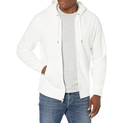 Bild av Amazon Essentials Men&#039;s Fleecetröja med hel dragkedja (finns i Big &amp; Tall), Ljust vit, XXL