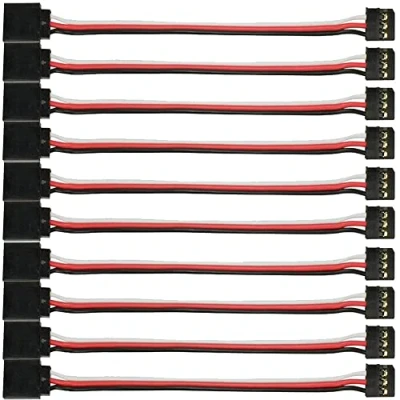 Bild av 10 pcs 11.8in JR Male to Female Plug Connector Servo Extension Cord Lead Cable Wire, 3 Pin for Futaba (JR 30 cm)