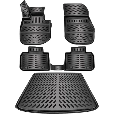 Bild av ELMASLINE 3D gummimattor och startbricka set för BMW IX1 20222024 (U11 BEV) tillbehör golvmattor bagageutrymme passar endast i elversion!