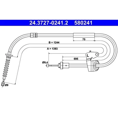 Bild av ATE 24.3727 0241.2 Câble De Frein 1393 MINI: 3/5 portes