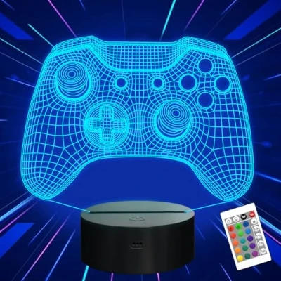 Bild av Gamepad 3D Illusion Lamp, Attivolife Controller Nattljus med fjärrkontroll+Timer 16 färgskiftande skrivbordslampor Barn Gamer Rumsinredning Bästa Cool Festival Födelsedagspresenter för pojke Män