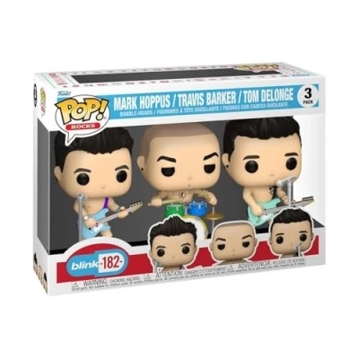 Bild av Funko Pop! Rocks: Blink 182 3 pack Tom DeLonge, Mark Hoppus, Travis Barker Vinyl samlarfigur presentidé officiella varor leksaker för barn och vuxna