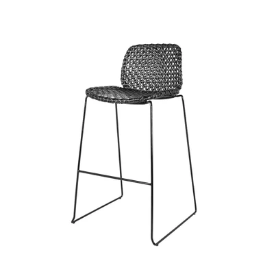 Bild av Cane line Vibe Barstol, Stabelbar Barstol Weave Black/Graphite W45 x D55 H102 SH74 cm