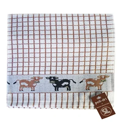 Bild av Samuel Lamont &amp; Sons Poli Dri Jacquard kökshandduk bruna koar, storlek 50 cm x 70 cm, 100% bomullsfrottéhandduk, ultraabsorberande och supermjuk, maskintvättbar, brun, en