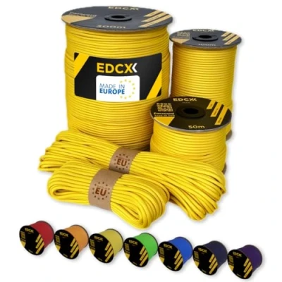 Bild av EdcX Paracord 4 mm, 35+ solida färger (15m, 30m, 50m, 100m, 300m) Idealisk för hantverk, gör det själv, camping 100% nylonrep 4mm Tactical Cord 550 Typ III