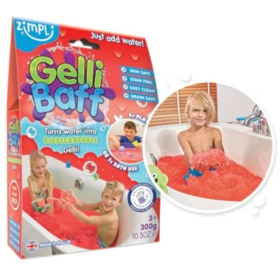 Bild av Gelli Baff Röd från Zimpli Kids, 1 bad eller 6 lekanvändningsområden, förvandlar på magiskt sätt vatten till tjockt, färgglatt gå, pedagogisk stressavlastning slime leksak för flickor och pojkar,