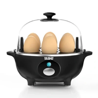 Bild av YASHE Rapid Äggkokare, 360 W Äggkokare Multifunktionell, 7 ägg Lätt att skala, Mjuka, Medium, Hårdkokta, Poacher, Omelettkokare, Ångkokare, Autoavstängning, Summer, Indikatorlampa, Kompakt Design