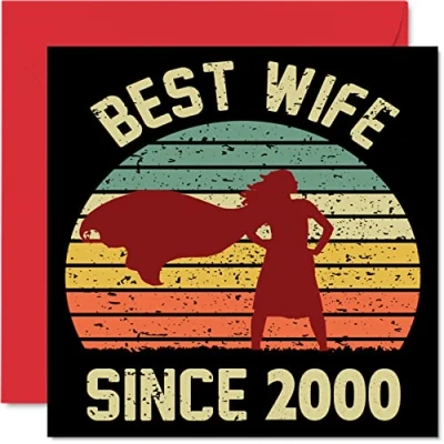 Bild av 24 årsjubileumskort för fru från make Best Wife Since 2000 jag älskar dig gåvor, grattis på 24:e bröllopsjubileumskort partner, 145 mm x gratulationskort till tjugofjärde årsdagar