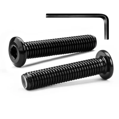 Bild av M8 x 35 mm 10 stycken sexkantiga platthuvudbultar i rostfritt stål A2 V2A, svart oxiderad finish (med insexnyckel)