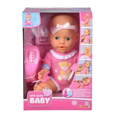 Bild av Simba 105030069 Ny född babydocka, full vinyldocka med drick och våtfunktion, födelsecertifikat tillbehör, 4 delar, 30 cm, från 3 år