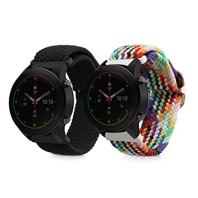 Bild av kwmobile Armband kompatibelt med Xiaomi Mi Watch Color Sport / S1 Active 2x Nylon Fitness Tracker Sports Hard Band i Svart Multi färgade