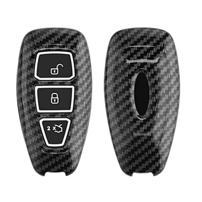 Bild av kwmobile Bilnyckeltillbehör kompatibel med Ford Keyless Go 3 knapp skyddsfodral mjukt plastfodral silikon inuti svart