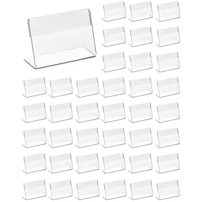 Bild av QWORK 40 stycken akryletiketthållare, små namnkorthållare, visitkort, display för kontor, skolor, butik, köpcentra (6 x 4 cm)