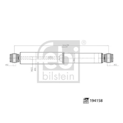Bild av FEBI BILSTEIN 194158 stötdämpare Bakaxel vänster, höger Gastryck 584mm 357mm Tvårörs Teleskop övre ögla, nedre ögla