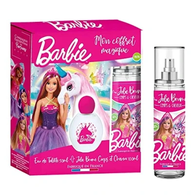 Bild av BARBIE Parfumset Eau de Toilette barn flickor 30 ml parfymerad doftspray kropp och hår 100 blommigt fruktig doft
