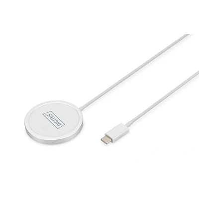 Bild av DIGITUS trådlös laddningsplatta för smartphones 15 W uteffekt MagSafe kompatibel induktiv laddning, laddning 1 m USB C anslutningskabel vit