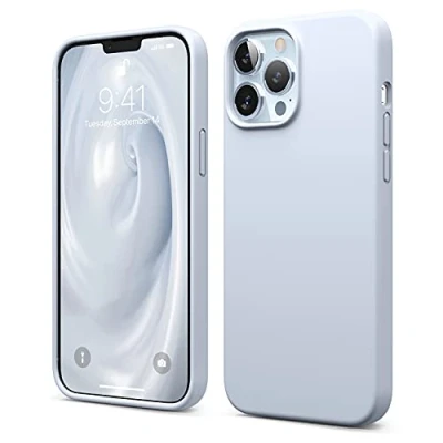 Bild av Elago Liquid silikonfodral kompatibelt med iPhone 13 Pro Max fodral (6,7 tum premiumsilikon, helkroppsskydd 3 lager stöttåligt telefonfodral, reptåligt mjukt mikrofiberfoder (ljusblå)