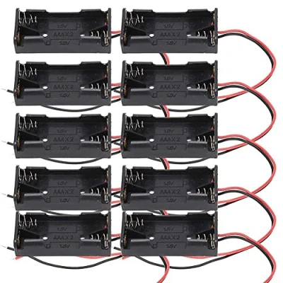 Bild av 10 St. 2 X 3 Aaa batterihållare, Batterifack Plastlåda Med Kabel För Elektroniska Leksaker, Hushållsapparater (2 Knutar)