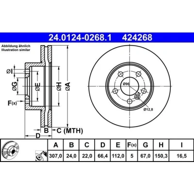 Bild av Bromsskiva ATE 24.0124 0268.1