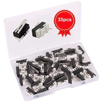 Bild av GTIWUNG 35 stycken mini mikrobrytare, mekanisk slutbrytare, AC 1 A 125 V 3 stifts SPDT gräns mikro switch lång gångjärnsspak för arduino