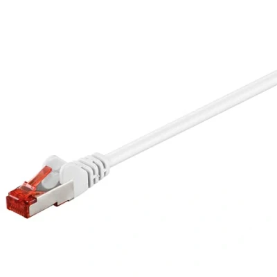 Bild av Goobay 92707 CAT 6a patchkabel, Ethernet kabel, dubbel skärmad, S FTP upp till 10 000 Mbits, 500 Mhz, halogenfri kopparkabel, RJ 45 kontakt, guldpläterade kontakter, 0,25 m, vit