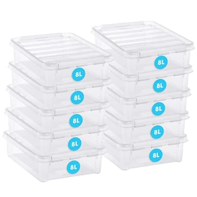 Bild av SmartStore 8 L x 10 st Förvaringslådor i plast med lock års garanti livsmedelssäker clips stapelbara BPA fri 40 30 11 cm