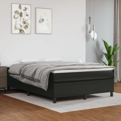Bild av vidaXL Ramsäng svart 140x200 cm konstläder, dubbelsäng, säng, säng ram, dubbelsängar, sängar, ramar, resårmadrass, resårmadrasser