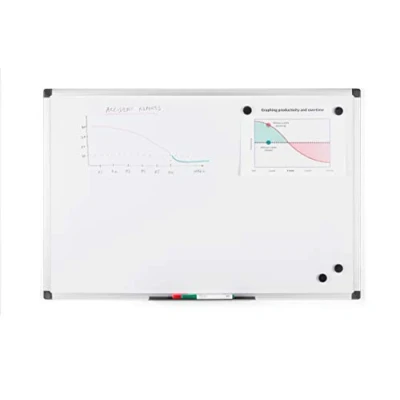 Bild av Bi Office magnetisk whiteboard Maya 60 x 45 cm vägg med torr avtorkbar lackerad stålyta, tavla aluminiumram och pennhållare, memoboard