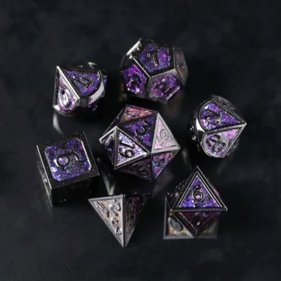Bild av Metall DND kub set 7 ark tärning polyeder D20 D12 D10 D% D8 D6 D4 för dungeons &amp; dragons RPG brädspel bordsspel MTG spel
