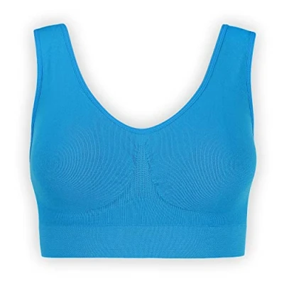 Bild av Osynlig behå dambehå utan bygel bekväm bystiers topp bygellös mjuk bh Sömn amning sport bralette i många färger, blå, XXL