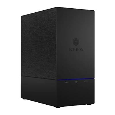Bild av ICY BOX USB RAID kapsling för 2 hårddiskar, 2,5 tum och 3,5 tum, 3,1 Gen2 (10 Gbit/s), C, 1, 0, JBOD, fläkt, extern, svart