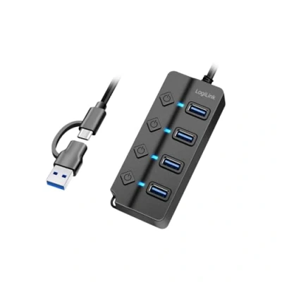 Bild av LogiLink UA0419 USB 3.2 Gen1 Hub mt 4 portar och på/av brytare (per port)