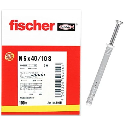 Bild av fischer nagelplugg N 5x40/15 S (100) 100 stycken artikelnr. 50351, grå