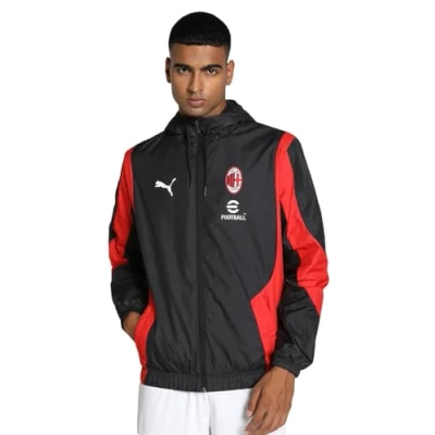 Bild av PUMA 23/24 A.C Milan vävd jacka för män, Black For All Time Red, S