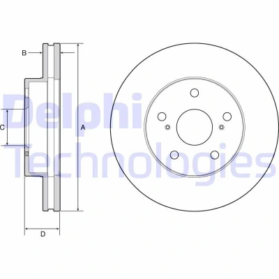 Bild av DELPHI BG4926C Disque de frein 281 28 5 ventilé revêtu non traité sans roulement roue, bague ABS TOYOTA: HILUX 3 Pick up