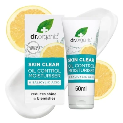 Bild av Dr. Organic Skin Clear fuktkräm, oljekontroll, för akne och klar hud, salicylsyra, fet, problemhud, djurförsöksfri, paraben SLS fri, återvinningsbar återvinningsbar, biologisk, 50 ml