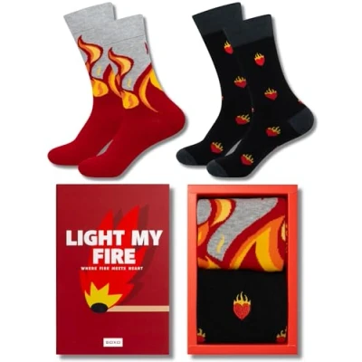 Bild av soxo Alla Hjärtans Dag Roliga Strumpor För Män Funny Gift For Men Present Socks i Låda 40 45 Tändstickor 2 Par